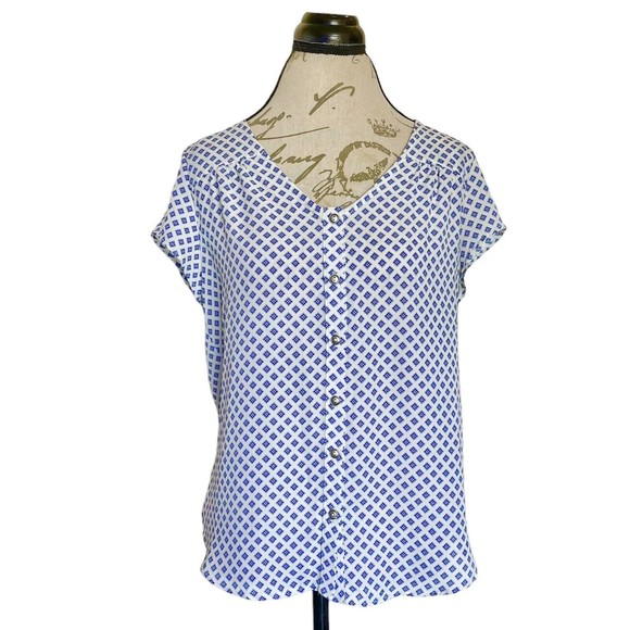 Papermoon Blouse Size Medium Floral Boho Bohemian Button down  Short Sleeve - Picture 4 of 12